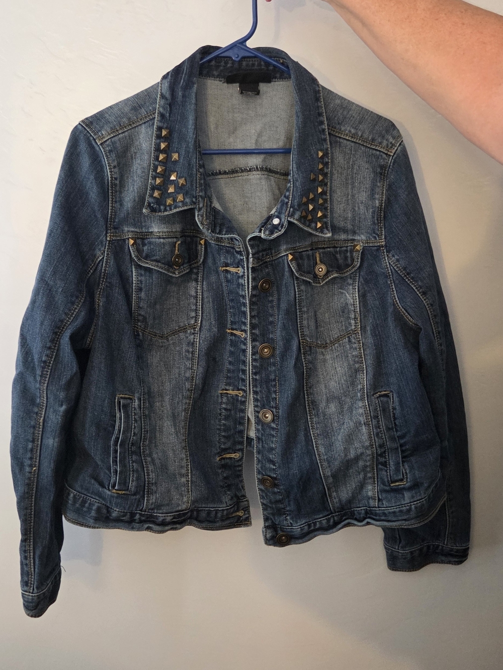 Lane Bryant Studded Dark Blue Denim Jacket